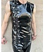Sleeveless latex top with decorative side lacing