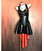 Black and Red Flared Latex Skirt