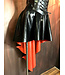 Black and Red Flared Latex Skirt