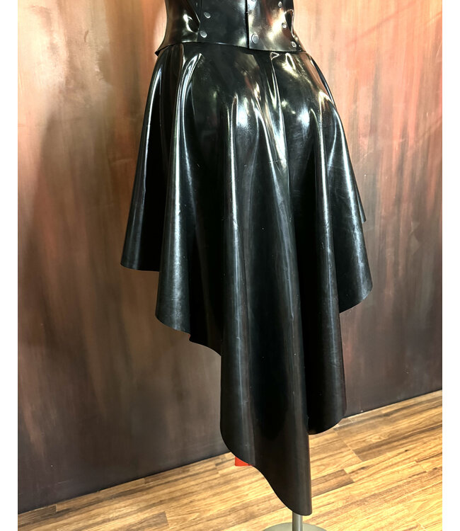 Black and Red Flared Latex Skirt