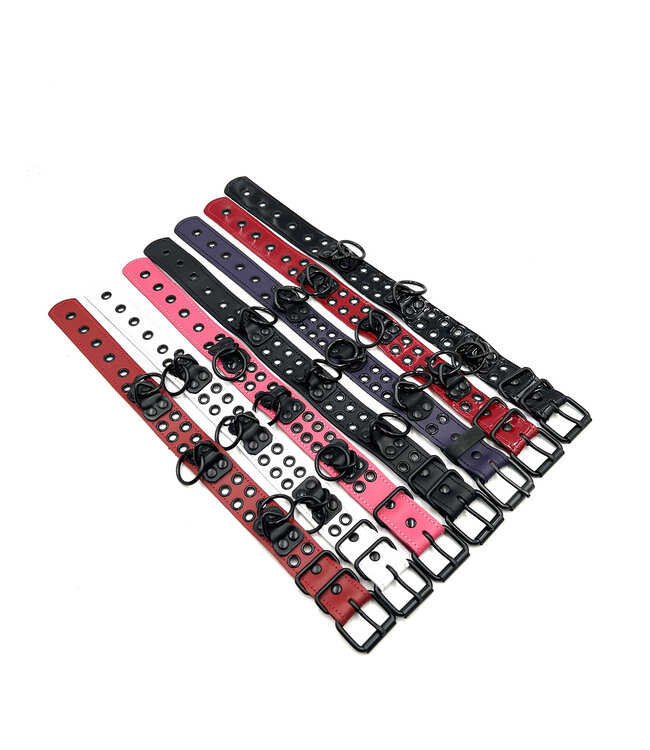 Bondage Collar With Rings And Rivets