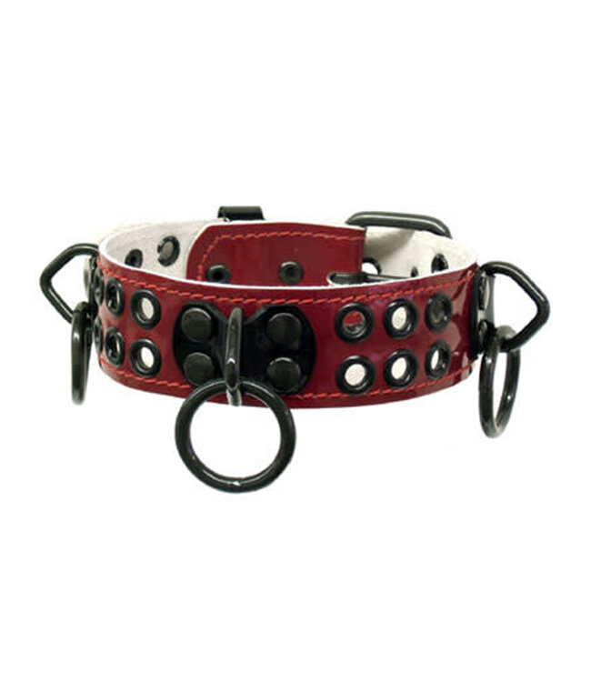 Bondage Collar With Rings And Rivets