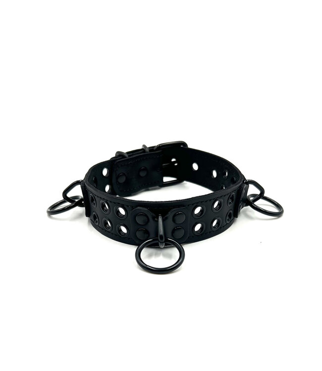 Bondage Collar With Rings And Rivets