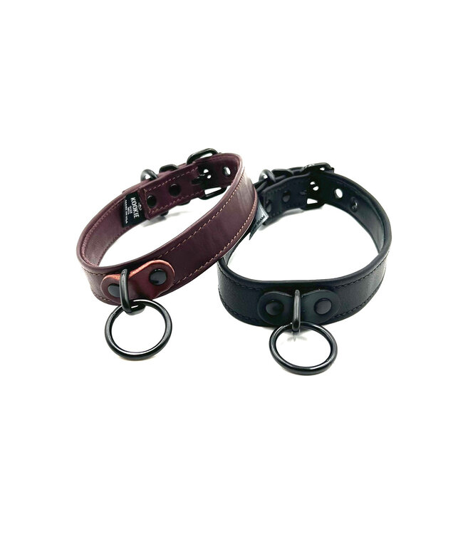 Leather Collar With Black Hardware