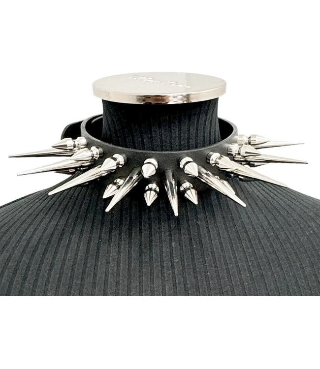 Heavy Goth Three row spiked Choker