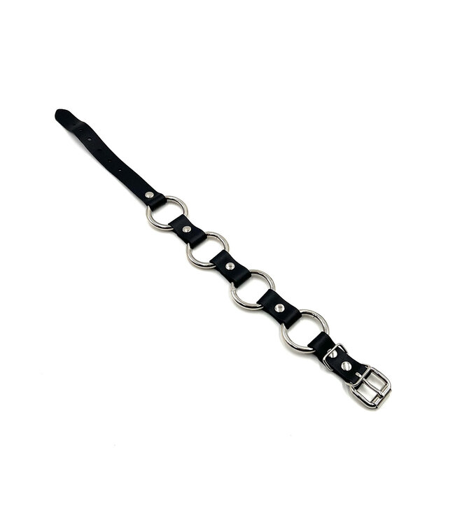 Bondage leather collar with rings