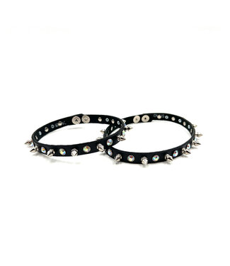 Axovus LLC Leather Rhinestone and Spike Choker