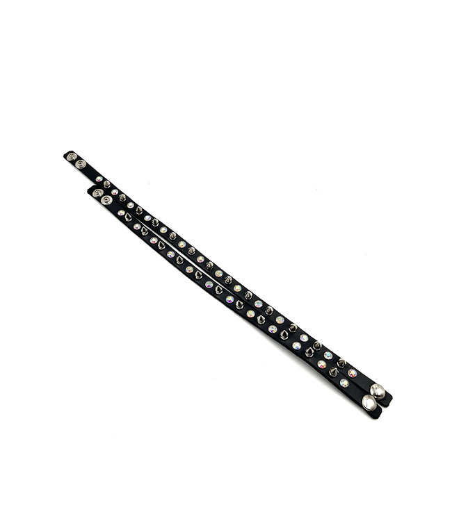 Leather Rhinestone and Spike Choker