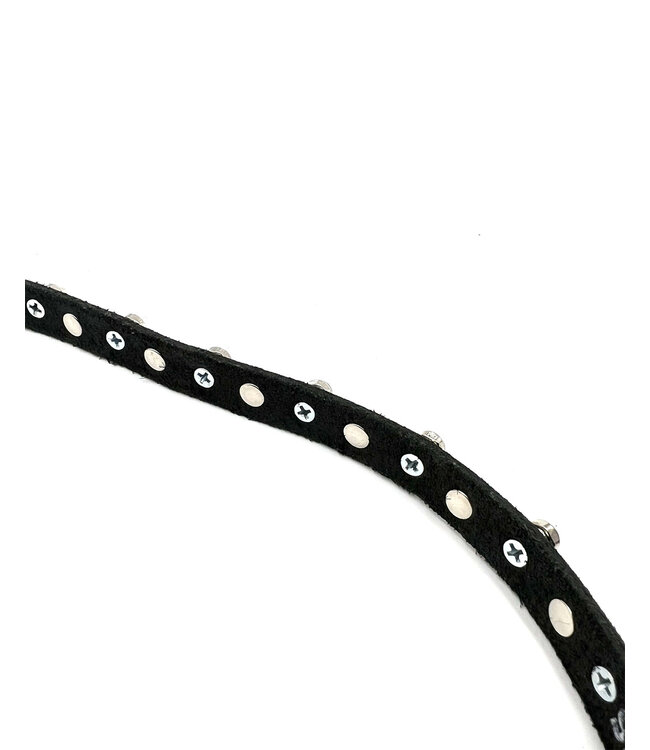 Leather Rhinestone and Spike Choker