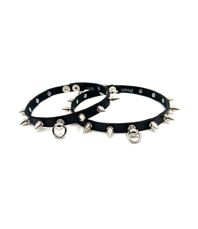 Leather Spiked Loop Choker