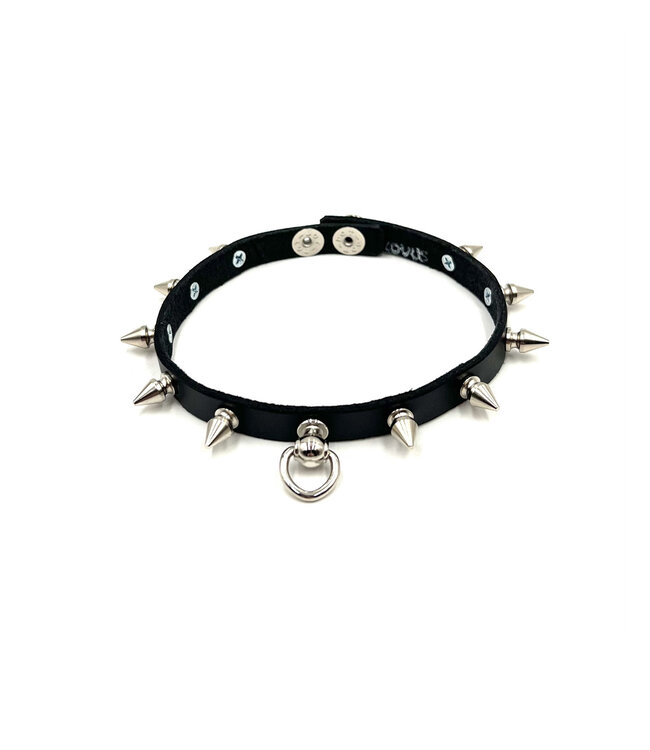 Leather Spiked Loop Choker