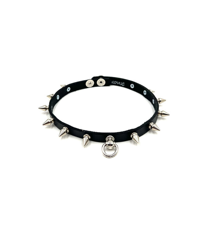 Leather Spiked Loop Choker