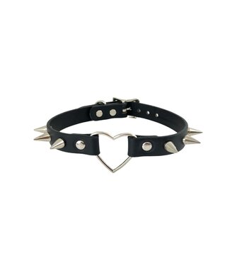 Funk Plus Leather Choker With a Heart and Spikes