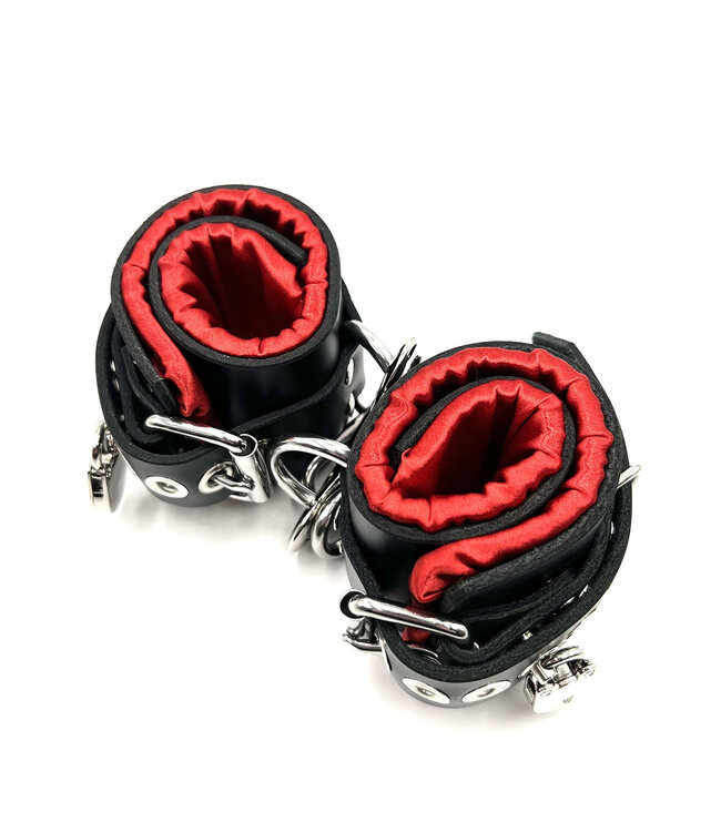 Locking Satin Lined Leather Ankle Bondage Cuffs