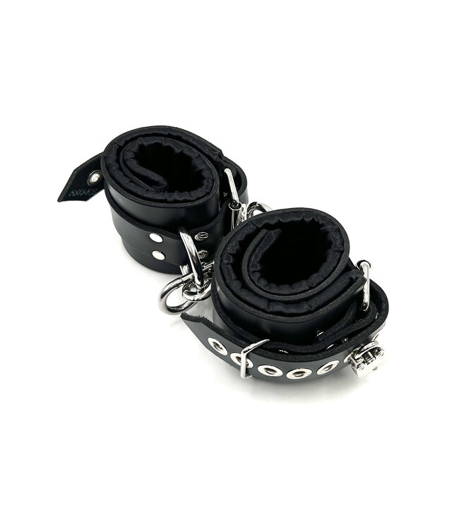 Locking Satin Lined Leather Ankle Bondage Cuffs