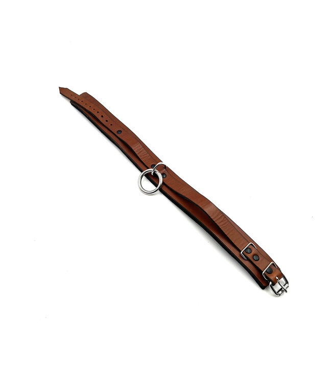 Classic  Brown Leather Padded Bondage Collar
