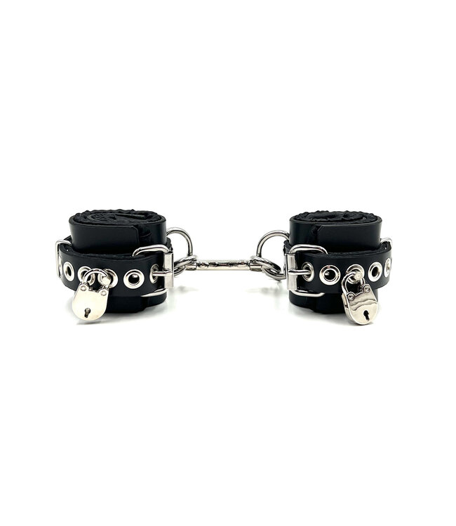 Locking Satin Lined Leather Bondage Wrist Cuffs