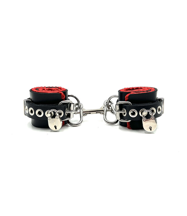 Locking Satin Lined Leather Bondage Wrist Cuffs