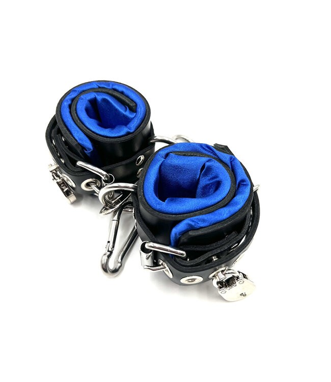 Locking Satin Lined Leather Bondage Wrist Cuffs