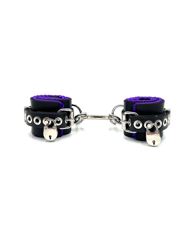 Locking Satin Lined Leather Bondage Wrist Cuffs