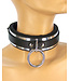 Axovus LLC Metal Band Bondage Collar Lined Latigo Leather with Steel Ring
