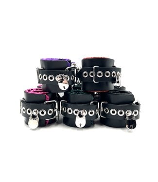 Axovus LLC Locking Satin Lined Leather Ankle Bondage Cuffs