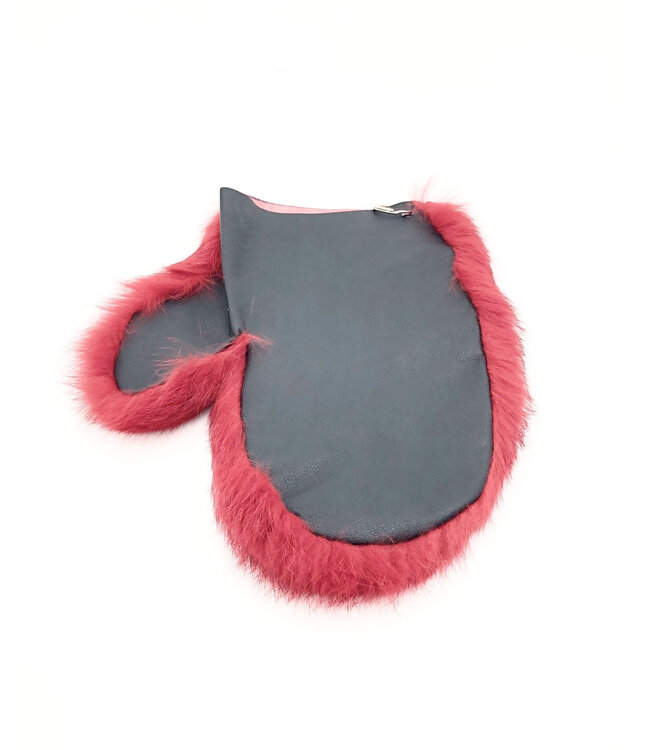 Leather and Rabbit Fur Spanking Mitt