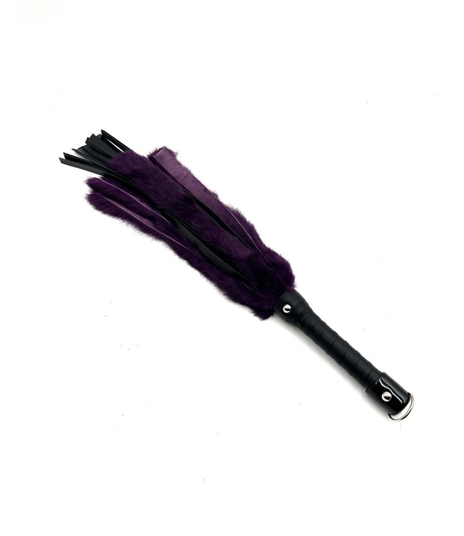Rabbit Fur and Leather Flogger | BDSM Impact Play