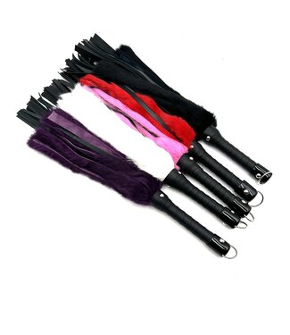 TOF INC Rabbit Fur and Leather Flogger | BDSM Impact Play