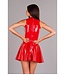 Red Latex Dress with Flared Skirt
