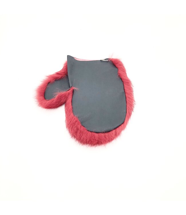 Leather and Rabbit Fur Spanking Mitt