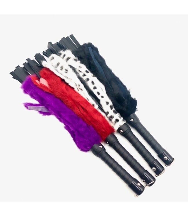 Rabbit Fur and Leather Flogger | BDSM Impact Play