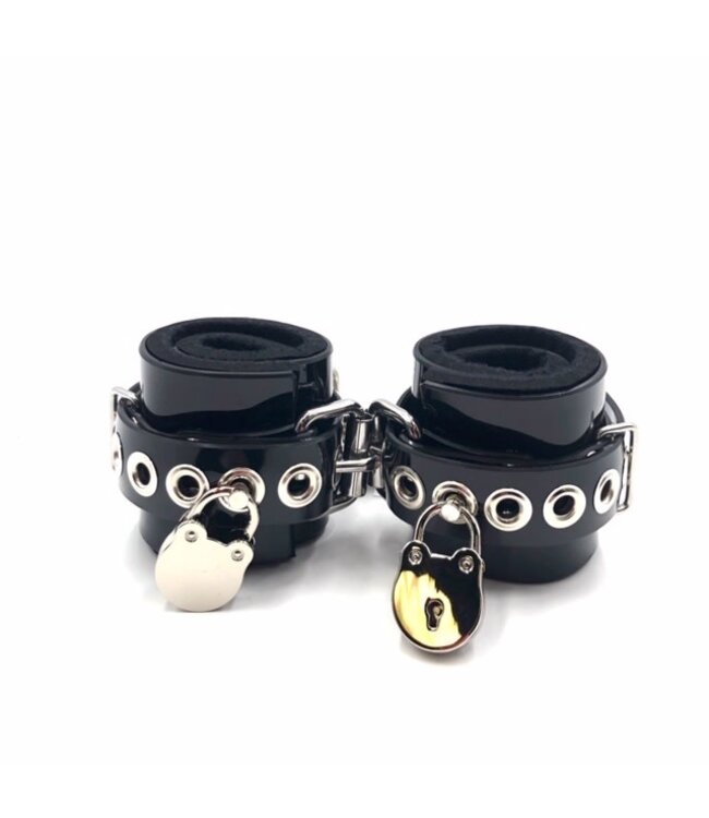 Locking Lined PVC Wrist Bondage Cuffs