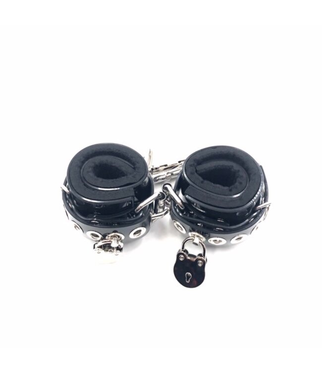 Locking Lined PVC Wrist Bondage Cuffs