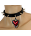 Leather choker with heart and spikes