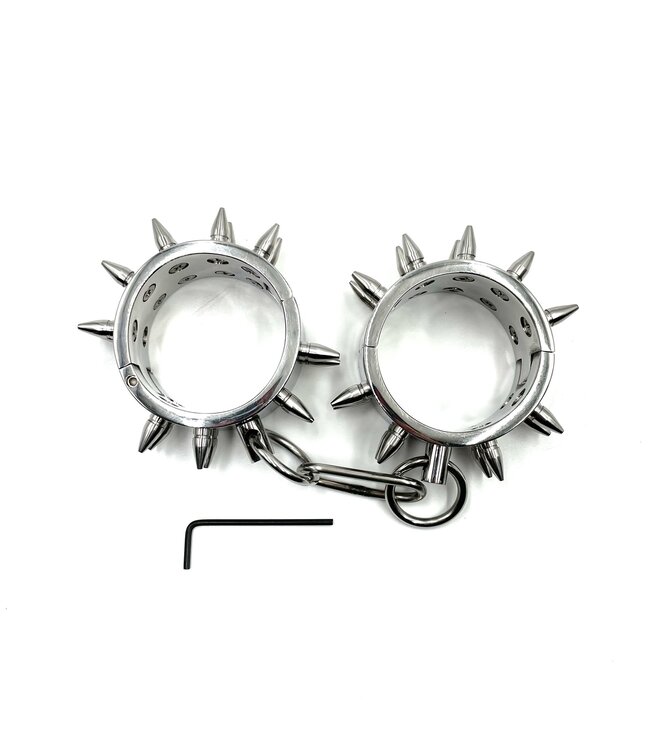 Spike metal wrist shackles