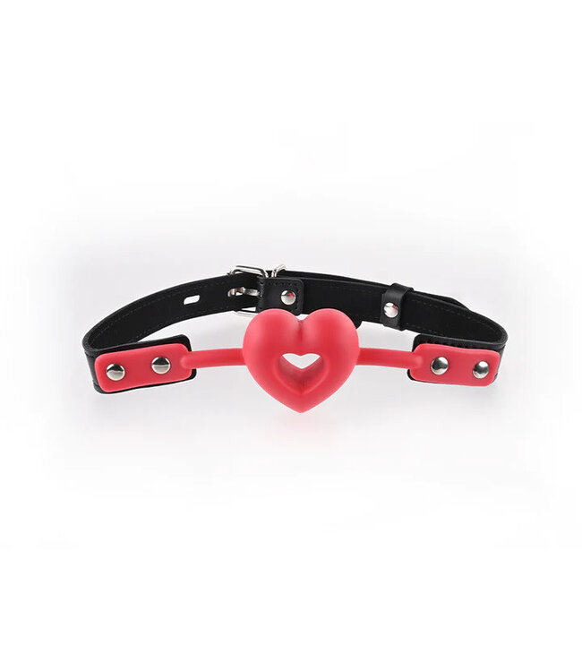 Breathable Heart-Shaped Silicone Ball Gag Red