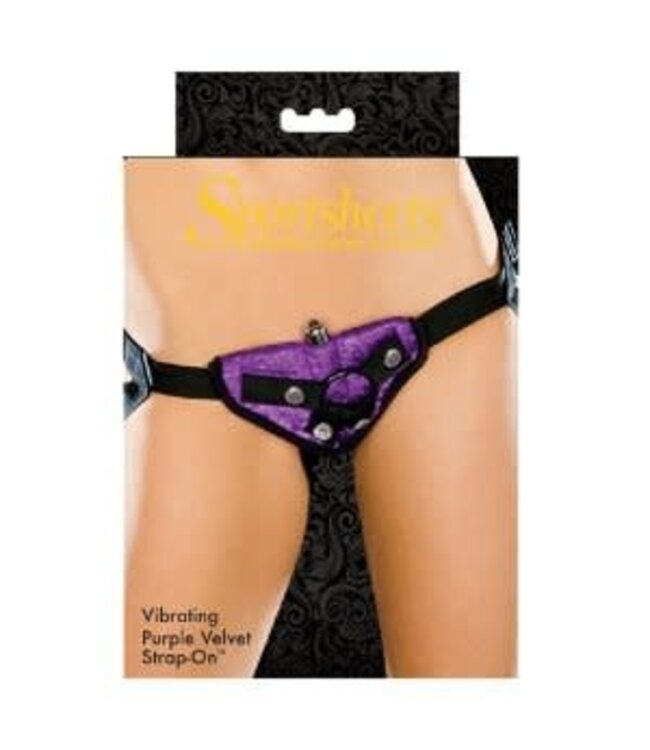Vibrating Velvet Strap On Dildo Harness | Sportsheets