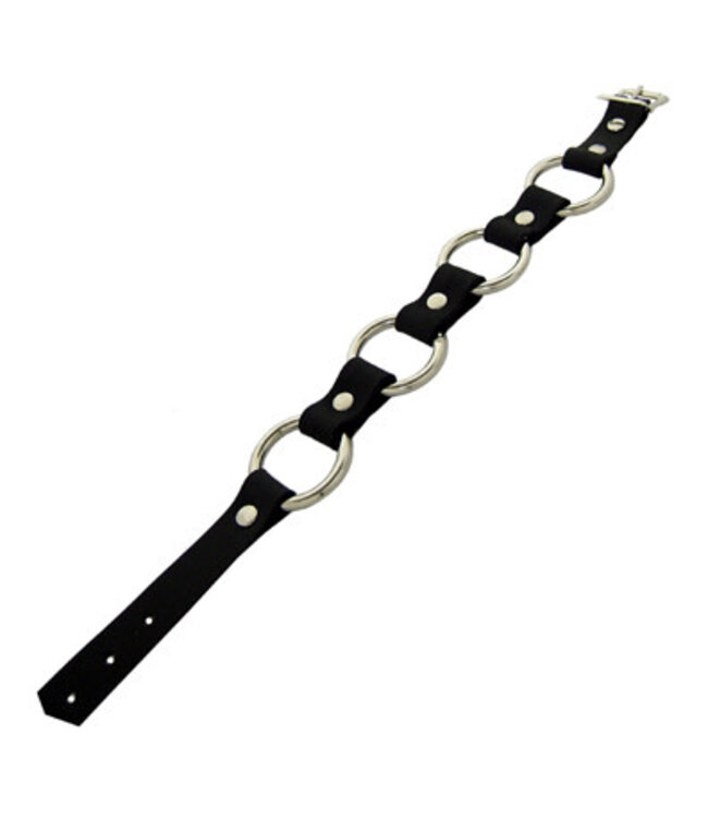Bondage leather collar with rings