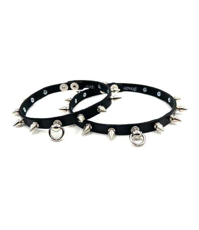 Leather Spiked Loop Choker