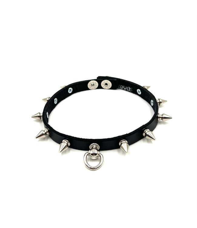 Leather Spiked Loop Choker