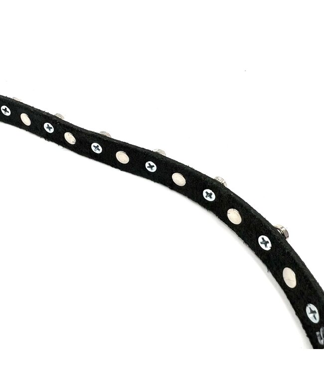 Leather Rhinestone and Spike Choker