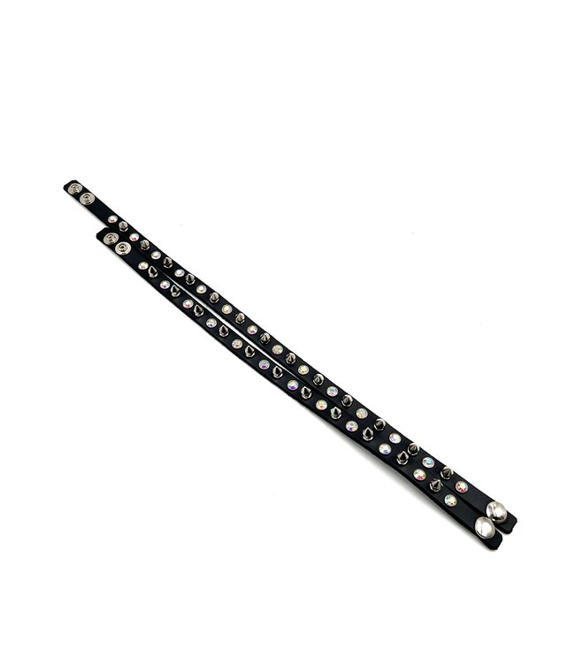 Leather Rhinestone and Spike Choker