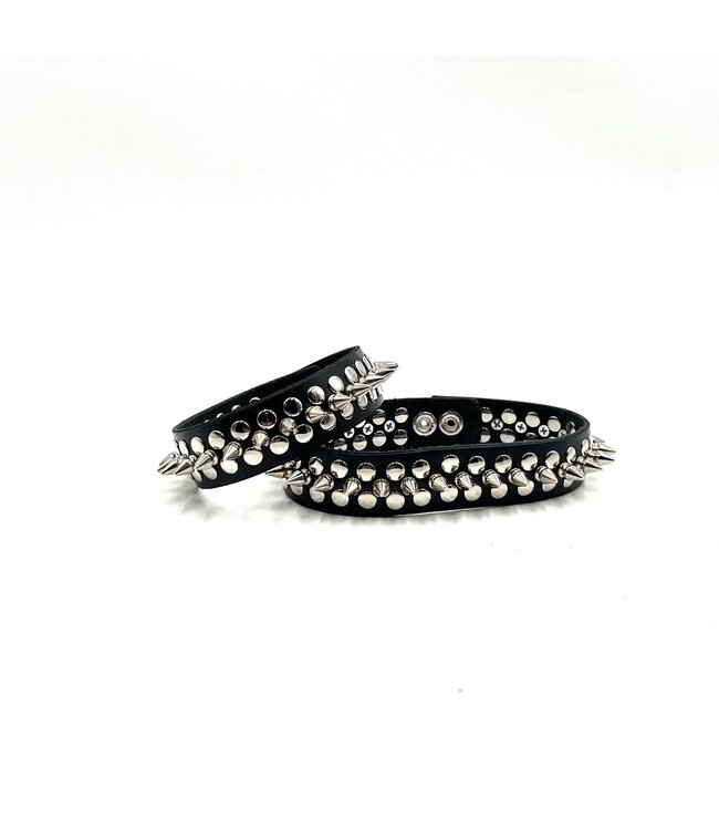 Metal Punk 1/2 Spiked Leather Choker
