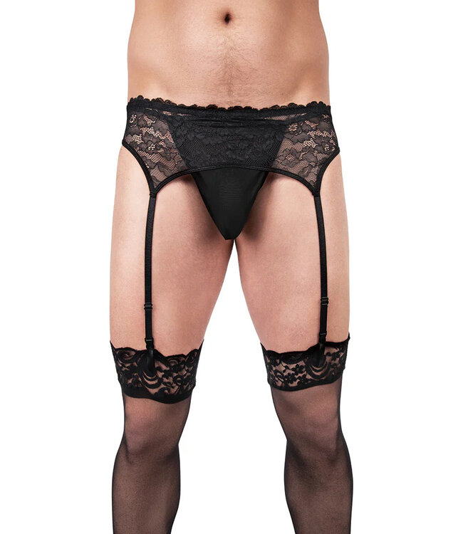 Prowler Lace Garter Set Black