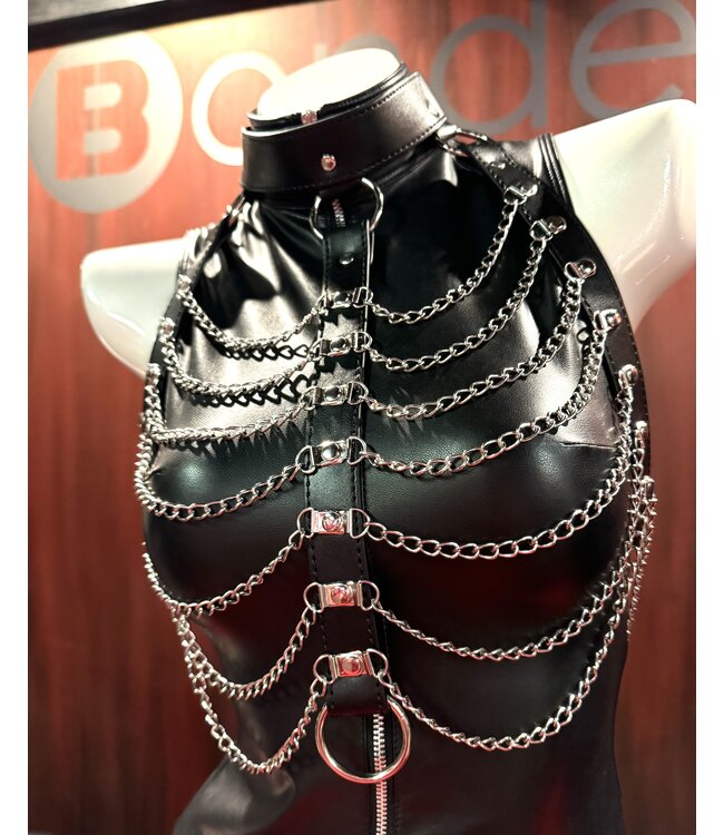 Faux Leather Chain Chest Harness