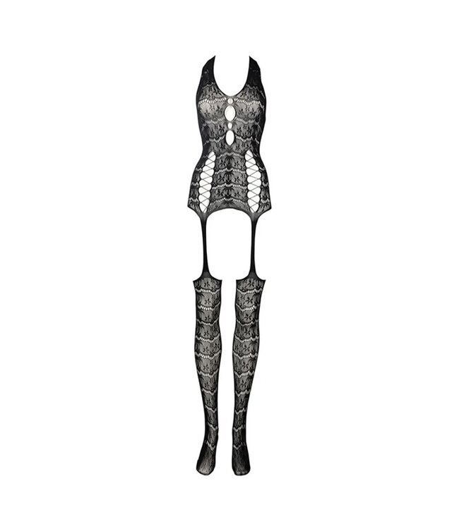 Le Desir Lace Suspender Bodystocking Black