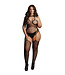Le Desir Contrast Fence-Net Suspender Bodystocking Black