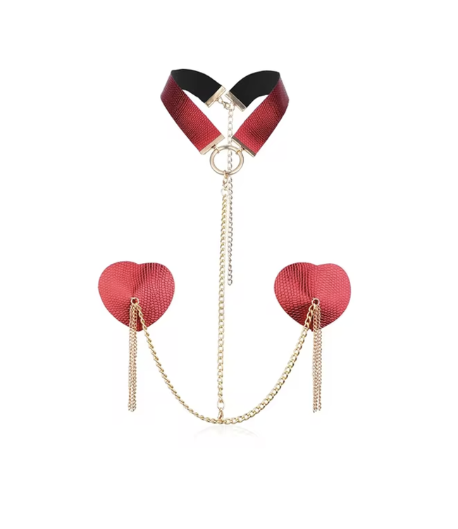 Bond Choker and Heart Nipple Pasties