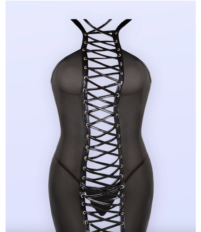 Vixen Mesh Strappy Chemise & G-String